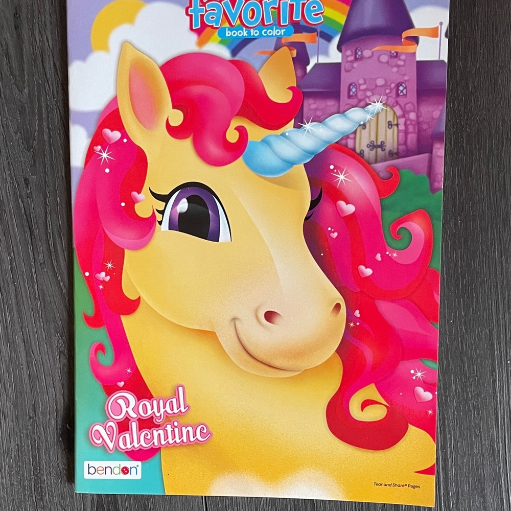 Royal Valentine Unicorn Coloring Book - Pink and Yellow